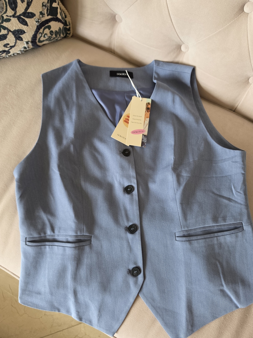 Women's Light Blue Tailored Vest